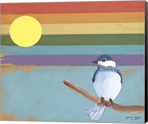 Framed Rainbow And Bird Print