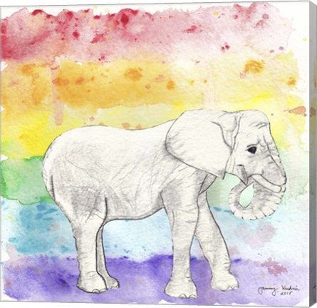 Framed Rainbow Elephant Print