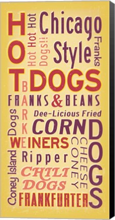 Framed Hot Dogs Words Print