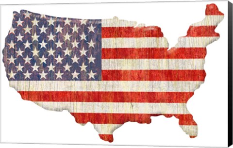 Framed American Flag Continent Cut Out Print