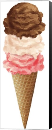 Framed Ice Cream Cone 3 Scoops Print