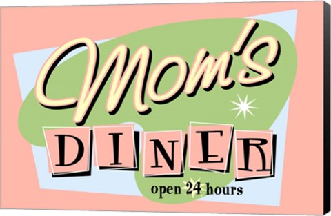 Framed Moms Diner Retro Pink Print