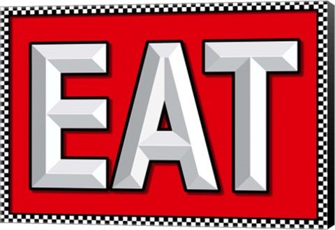 Framed EAT Solid With Checkerboard Print