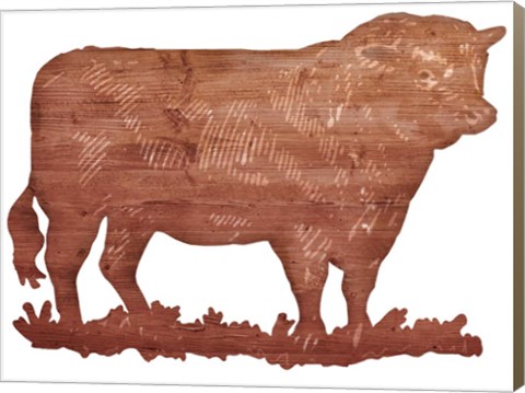 Framed Bull Cut Out Print