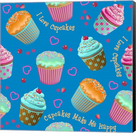 Framed Cupcake Blue Print