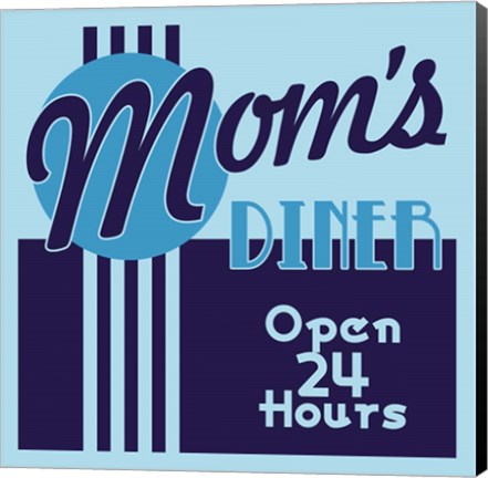 Framed Moms Diner 24 Hours In Blues Print