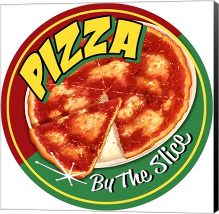 Framed Pizza By Slice Round Print
