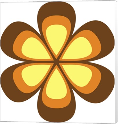 Framed Mod Flowers Cut out Brown Print