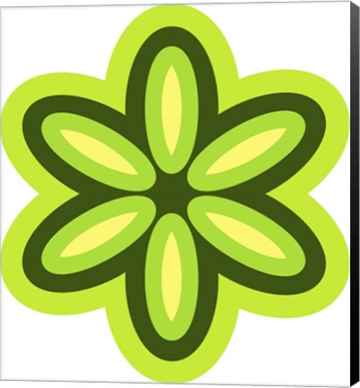 Framed Mod Flowers Cut out Green Print