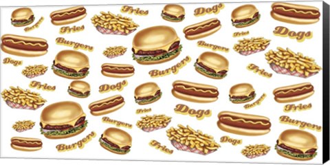 Framed Burgers Fries Dogs Print