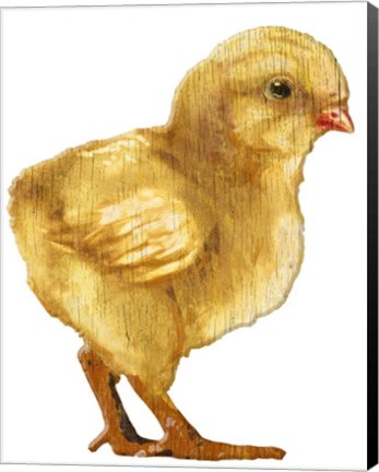 Framed Chick Yellow Wood Print
