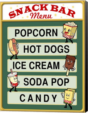 Framed Snack Bar Menu Print