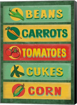 Framed Farm Stand Board - Veggies Print