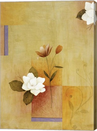 Framed White Flower on Lilac and Yellow 4 Print