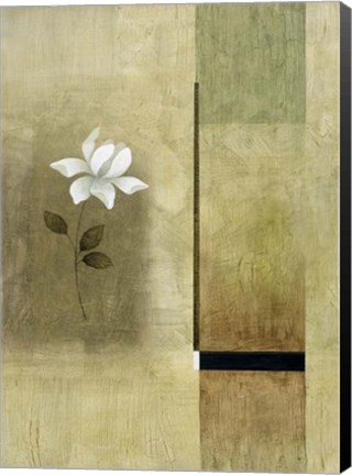 Framed White Flowers on Taupe 2 Print