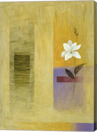 Framed White Flower on Lilac and Yellow 2 Print