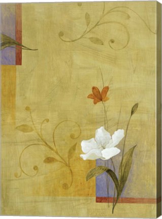 Framed White Flower on Lilac and Yellow 3 Print