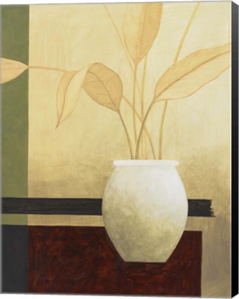 Framed Leaves and White Vase Print