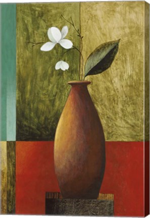 Framed Gold Vase Floral I Print