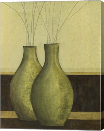 Framed Green Vases II Print