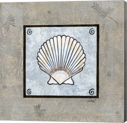 Framed Sea Shell on Blue III Print