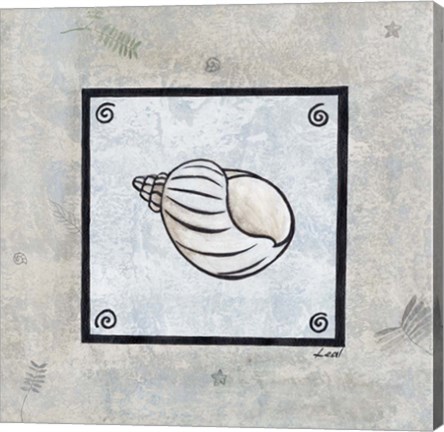 Framed Sea Shell on Blue I Print