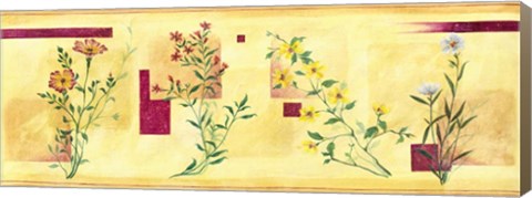 Framed Pink Flower on Yellow Panel Print