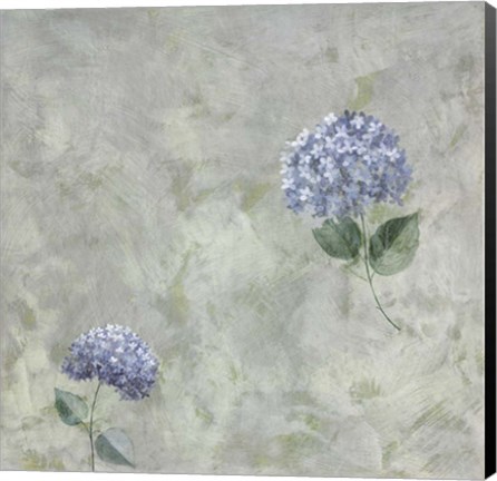 Framed Blue Flowers on Grey Print