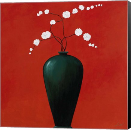 Framed Vase on Red Print
