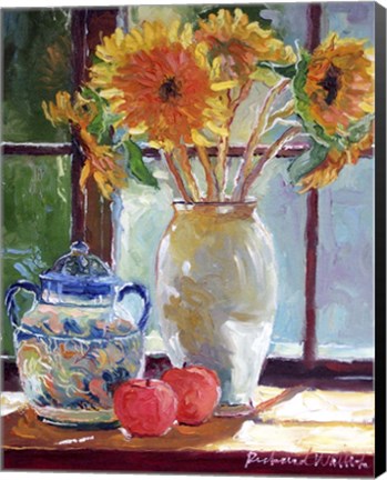 Framed Sunflowers In A Vase Print