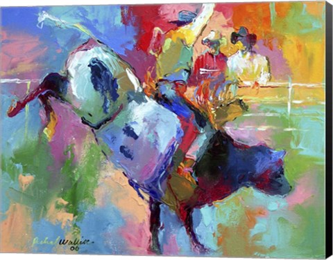 Framed Bull Riding Print