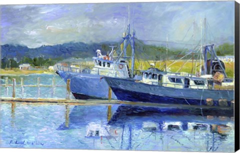 Framed Fishing Boats On Oregon Coast Print
