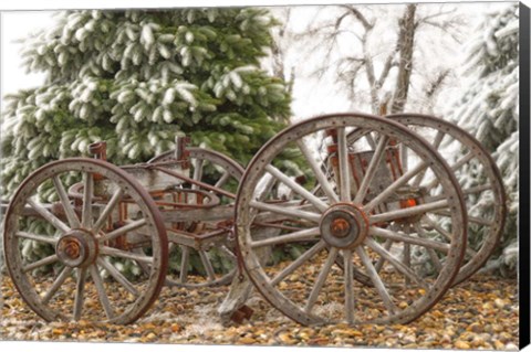 Framed Wagon in Winter Print