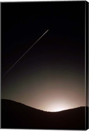 Framed Contrail At Dusk Print