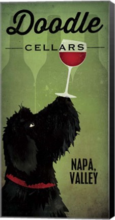 Framed Doodle Wine II Black Dog Print