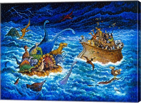 Framed Noah And The Dinosaurs Print