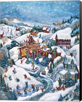 Framed Christmas Barn Print