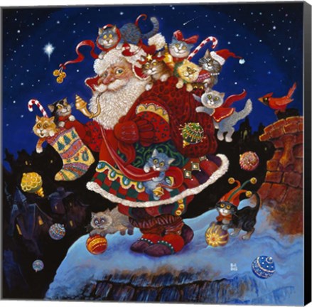 Framed Here Comes Santa Claus Print