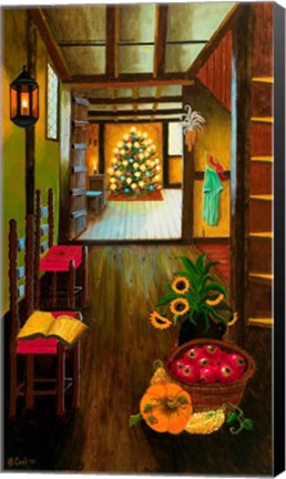Framed Colonial Christmas Tree Print
