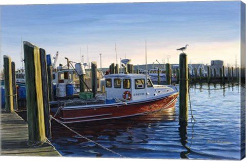 Framed Red Boat At Galilee Print