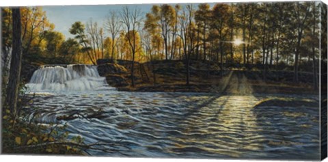 Framed Sunset At Wadsworth Falls Print