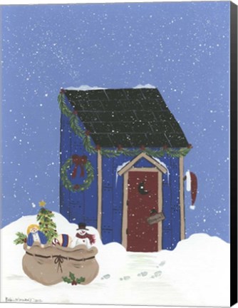 Framed Blue Outhouse Print