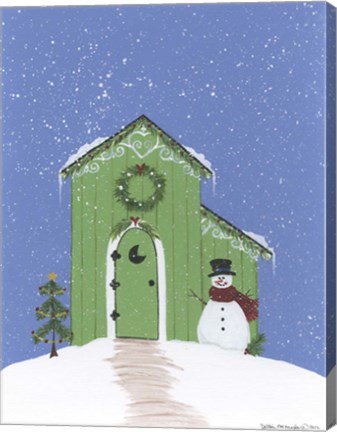 Framed Light Green Outhouse Print