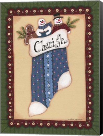 Framed Stocking I Cherish Print