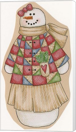 Framed Patchwork Snowwoman Print