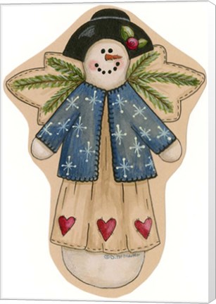 Framed Blue Snowflake Jacket Snowwoman 2 Print