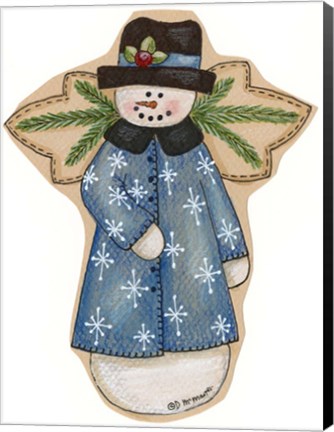Framed Blue Snowflake Jacket Snowman Print