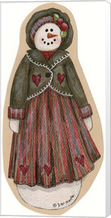 Framed Black &amp; Red Snowwoman Print