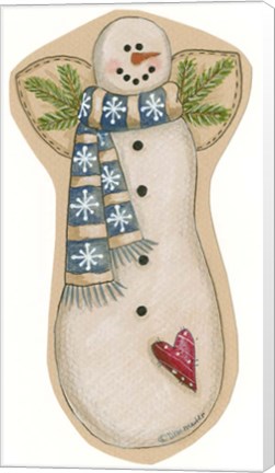 Framed Blue Scarf Snowman Print