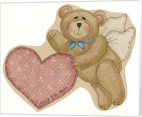 Framed Bear Angel With Heart Print